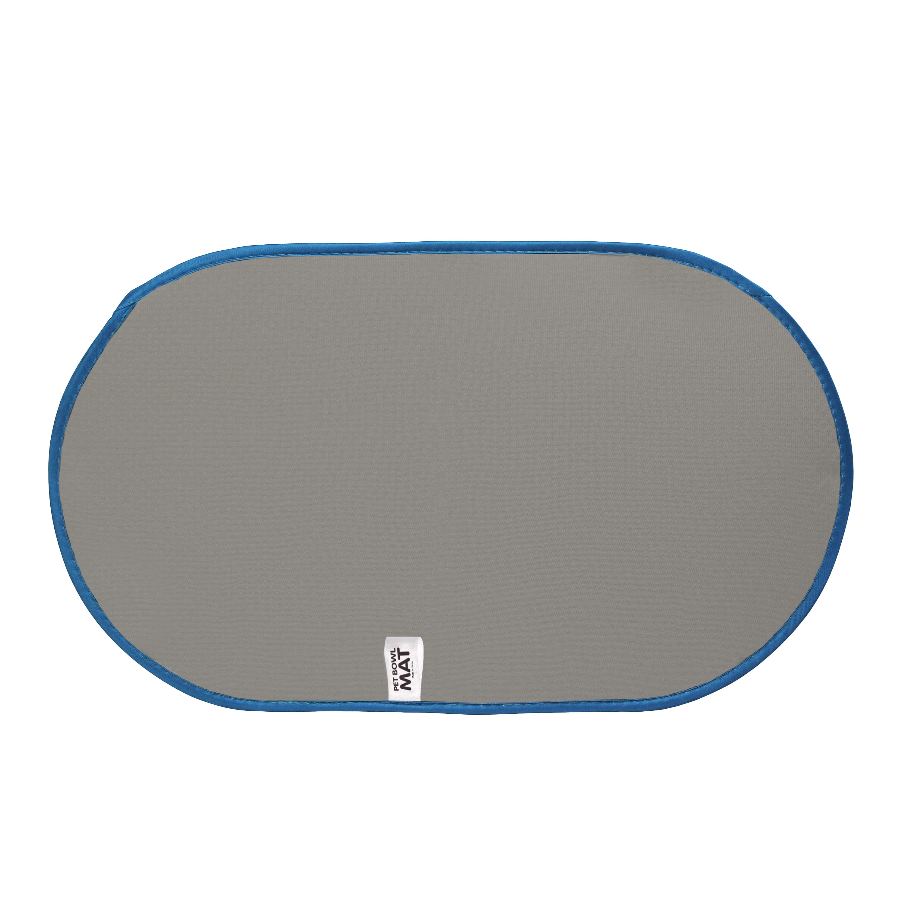 S&T INC. Pet Bowl Mat, 12.5 inch x 21.5 inch, Blue Typography Print, Microfiber Dog and Cat Mat