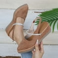 thumbnail image 2 of qkdmdw Brown Women'S Wedge Sandals Open Back Sandals Mule Sandals Suede-Like Upper Comfort Footbed Thick Sole Pointed Toe Casual Summer Shoes For Women Plus Size, 2 of 9