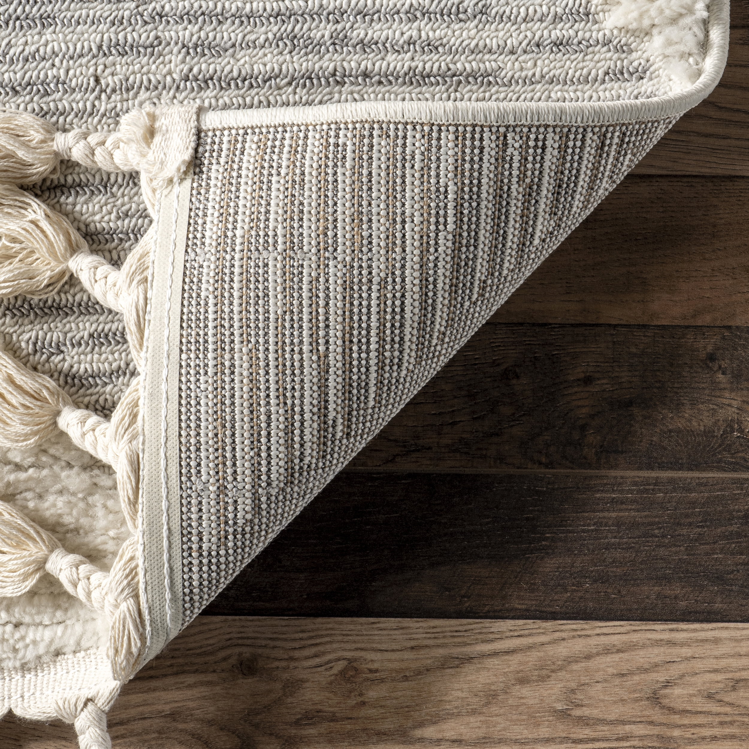 nuLOOM Marissa High/Low Diamond Tassel Area Rug, 2' 8" x 8', Runner, Off White