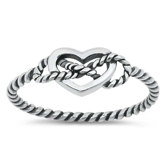 Oxidized Infinity Rope Love Knot Heart Ring .925 Sterling Silver Band Jewelry Female Male Size 5