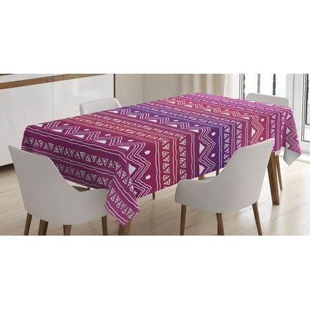 

Purple Tablecloth Geometric Pattern with Ethnic Tribal Motifs and Ombre Backdrop Doodle Art Rectangular Table Cover for Dining Room Kitchen 60 X 84 Inches Magenta Purple White by Ambesonne