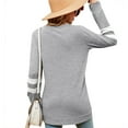thumbnail image 3 of SHIBEVER Fall Tops for Women Long Sleeve Shirts Casual V-neck Tunic Top Basic T Shirts Tees Striped Blouse Light Gray XL, 3 of 6