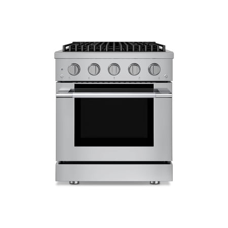 HausPro 30 in. 4 Burners (20,000 BTU) Freestanding Dual Fuel Range in Stainless Steel with Convection Oven Silver