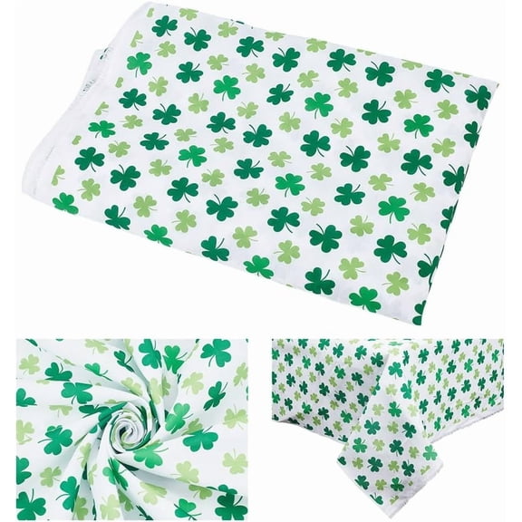 2 Yards Clover Fabric 59.8inch Wide Shamrock Fabric by The Yard Leaf Pattern Fabric Lucky Green Decorative Polyester Fabric for Sewing Furniture Home Accents Greenhite White DIY