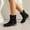 Black, variant on Women Mid Calf Boots Round Toe Chunk Flock Bow Decoration Boot Fashion Elegant Comfortable Booties Pink 39