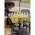 thumbnail image 5 of Outdoor Tablecloth with Umbrella Hole for Patio/Picnic/Party/Camping, Lemon Gnomes Waterproof Table Cloth Square Cover Washable, Summer Tropical Fruits Black White Plaid (60"x 60"), 5 of 8