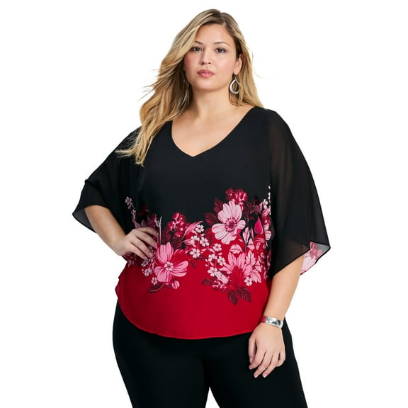 Avenue Women's Plus Size Love Story Overlay Blouse
