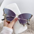 thumbnail image 1 of Gafas de sol de mariposa de cristal sin marco para mujer, gafas de sol sin montura, gafas de marca Vintage, gafas de diamantes brillantes, diseñador de lujo qiuyongming unisex, 1 of 2