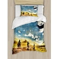 thumbnail image 1 of Country Twin Size Duvet Cover Set, Group of Friends Band on Motorcycles in Countryside Rural Adventure Travel Up Artwork, Decorative 2 Piece Bedding Set with 1 Pillow Sham, Multi, by Ambesonne, 1 of 3