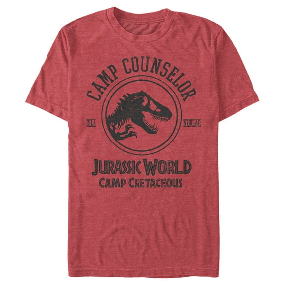 Men's Jurassic World: Camp Cretaceous Camp Counselor Logo  Graphic Tee Red Heather Small