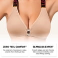 thumbnail image 5 of Alun Front Closure Bras for Women Lettered Straps Adjustable Light Support Comfortable Full Coverage Push up Bra Deep V-Neck Seamless Lift No Underwire Bralettes Khaki XL, 5 of 7