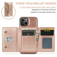 thumbnail image 2 of Nalacover Back Wallet Case for iPhone 14, 2 in 1 Function Design Zipper Pocket Luxury Shining PU Leather Cover with Card Slots Holder Magnetic Kickstand Shockproof Anti-Scratches Case,Rosegold, 2 of 11