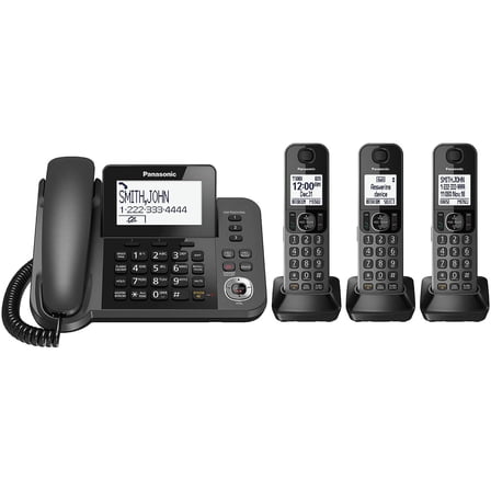 Panasonic KX-TG573SK DECT 6.0 Corded/Cordless Phone with Answering Machine and 3 Handsets