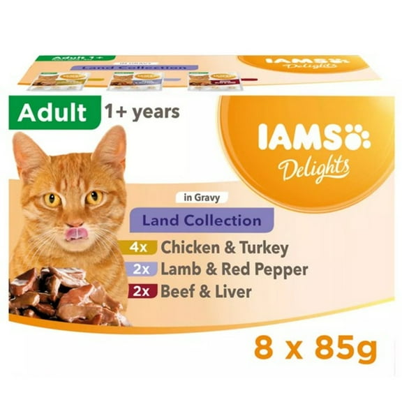 Iams Delights Land Collection in Gravy Cat Food 8pk (8 x 85G)