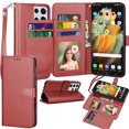 thumbnail image 1 of Wallet Case for Samsung Galaxy S21 Plus 5G, for Galaxy S21 Plus Case 6.7", Takfox PU Leather Credit Holder Folio Flip Magnetic Closure Kickstand Protective Phone Cover & Lanyard - Wine Red, 1 of 6