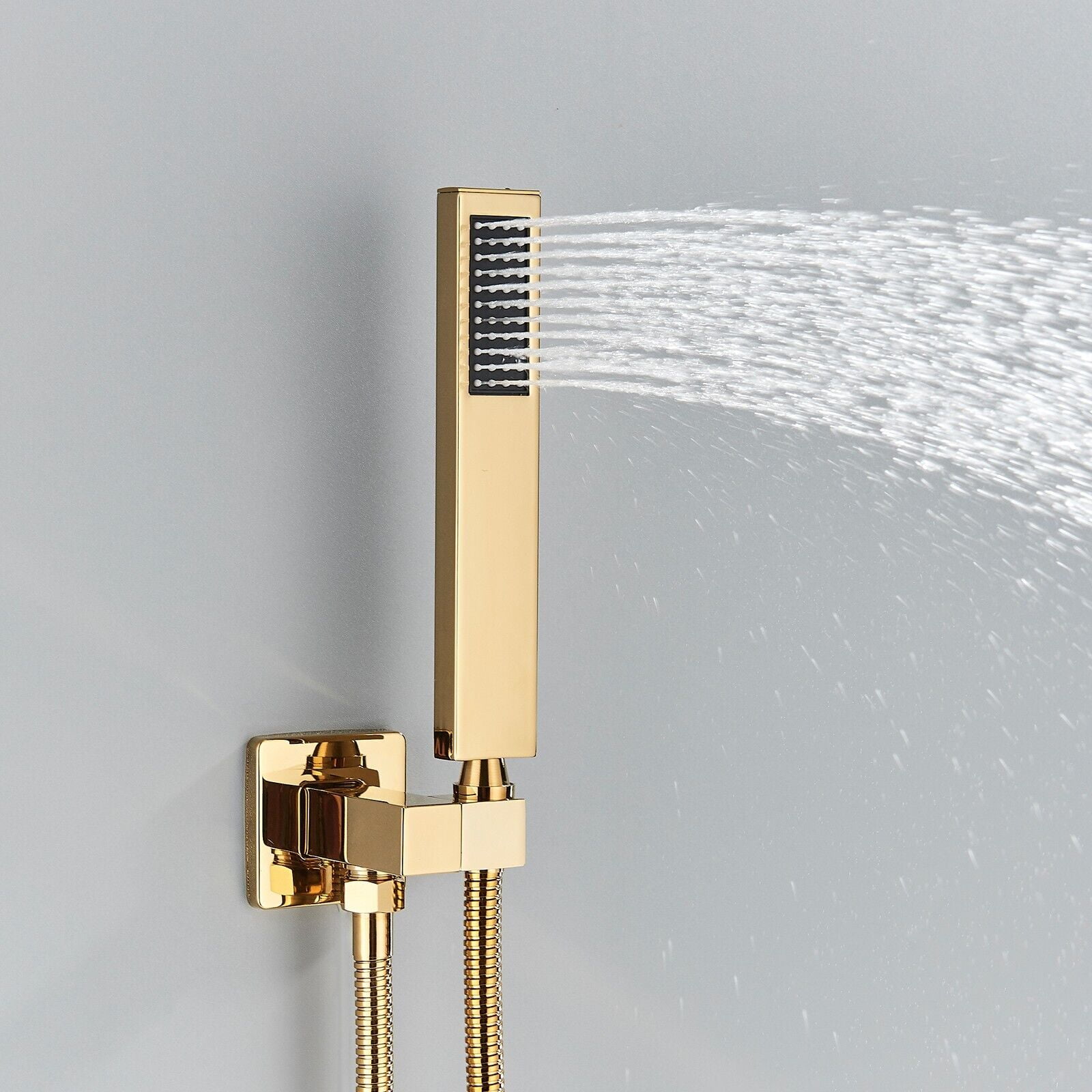 Zovajonia Shower System 12 Inches Shower Faucet Set, Rain Shower Head with Handheld Spray Bathroom Wall Mount Shower Fixtures Gold