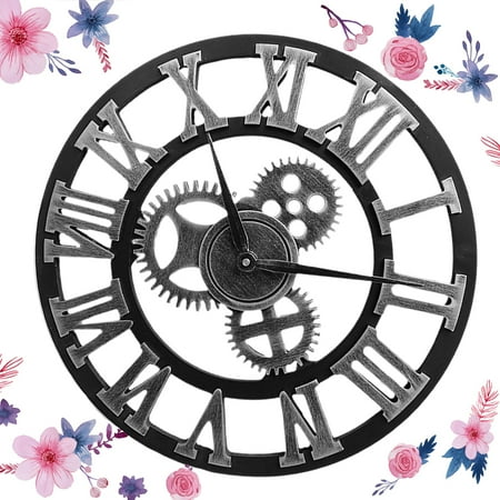 Milisten Rustic Industrial Wall Clock Round Metal Timekeeping Decorative Item for Office 1Pack