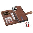 thumbnail image 2 of Allytechgroup 2 in 1 Wallet Case for Apple iPhone 17, Retro PU Leather Flip Cover Stand Magnetic Detachable Case with Cards Slots Hand Wrist Protective Phone Case for Women Men, Coffee, 2 of 2