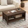 thumbnail image 2 of Costway 39.5" 2-Tier Coffee Table with Open Shelf Woven Decorations Storage for Living Room Brown, 2 of 10