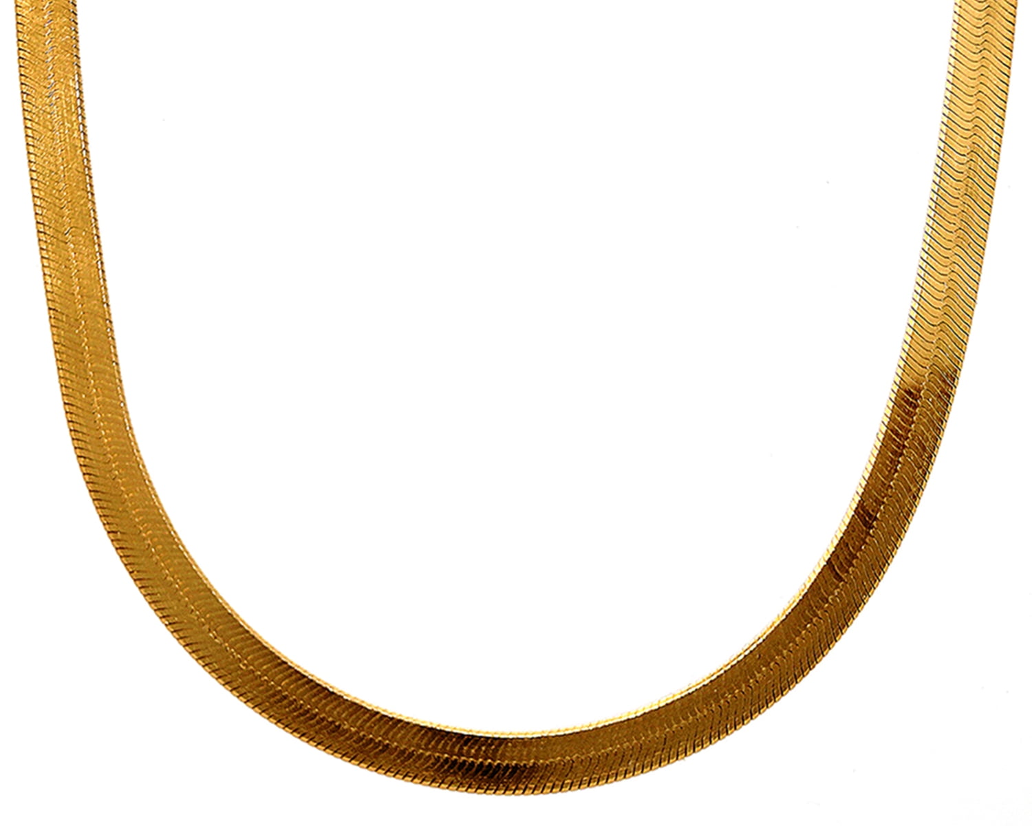 18K Gold Over Sterling Silver Herringbone Chain Necklace 18 Inches