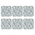 thumbnail image 2 of Fuzoiu Vintage Blue Floral Print Leather Coasters Set,Drink Coasters Set of 6,for Tabletop Protection, Durable PVC Coasters,Home Décor and Housewarming Gift,Square, 2 of 7