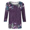 thumbnail image 5 of HomeGardon 3/4 Length Sleeve Womens Tops,Plus Size Spring Clothes for Women Fashion Women's Casual Print Round Neck 3/4 Sleeve T-shirt Blouse,S-XXXXXL, 5 of 5