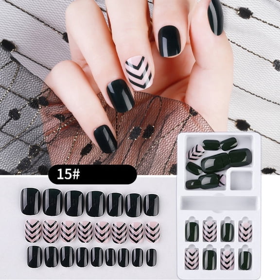 24PCS Reusable Full Cover Nails for Stunning Easy Application False Nail Tips