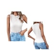 thumbnail image 2 of Women'S Tank Top Summer Casual Ribbed Knit Slim Fitted Basic Textured Sleeveless Shirts White L, 2 of 7