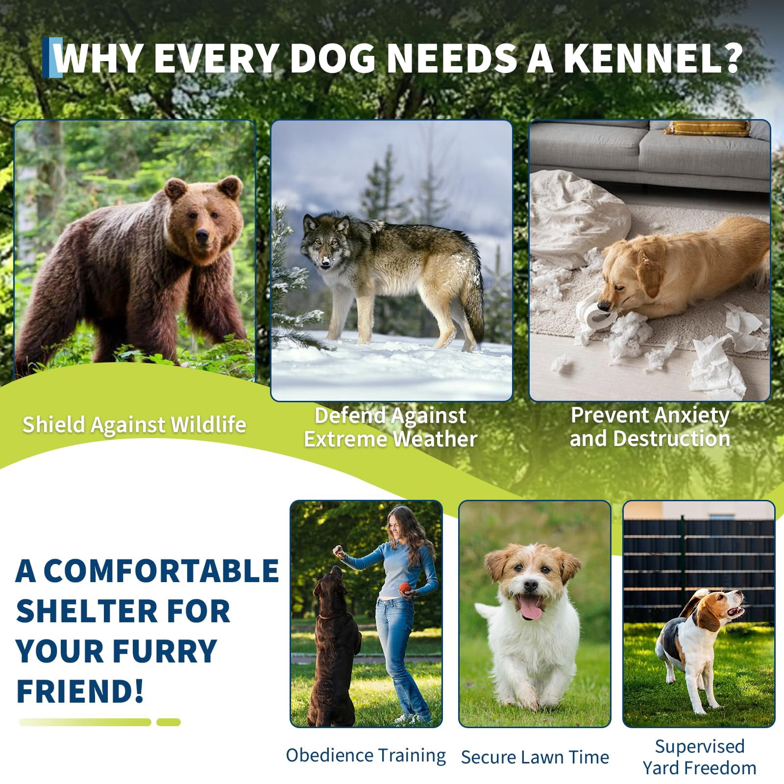 Heavy-Duty Outdoor Dog Kennel & Pet Playpen - Galvanized Steel, Waterproof Roof, 4 Ground Anchors - for Large Dogs, Backyard, Farm 7.5×7.5×5.5FT