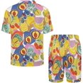 thumbnail image 3 of PRIYAL Men's Short Sleeve Pajama Sets Button Down Collar Sleepwear Soft Lounge Pjs Set Lightweight Men's Outfits, 3 of 9