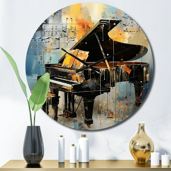 Designart "Verse Bold Music Expressive wall decor I" Music Oversized Wall Clock