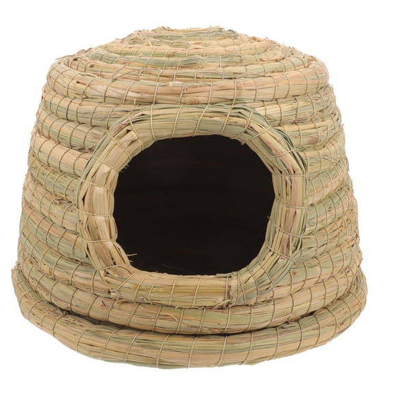 SEWCHICS Grass Woven Rabbit Bed Light Green for Indoor Pet Comfort and Safety