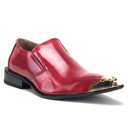 Men s Urban Pointy Metal Tip Slip On Loafers Formal Dress Shoes  Red  9