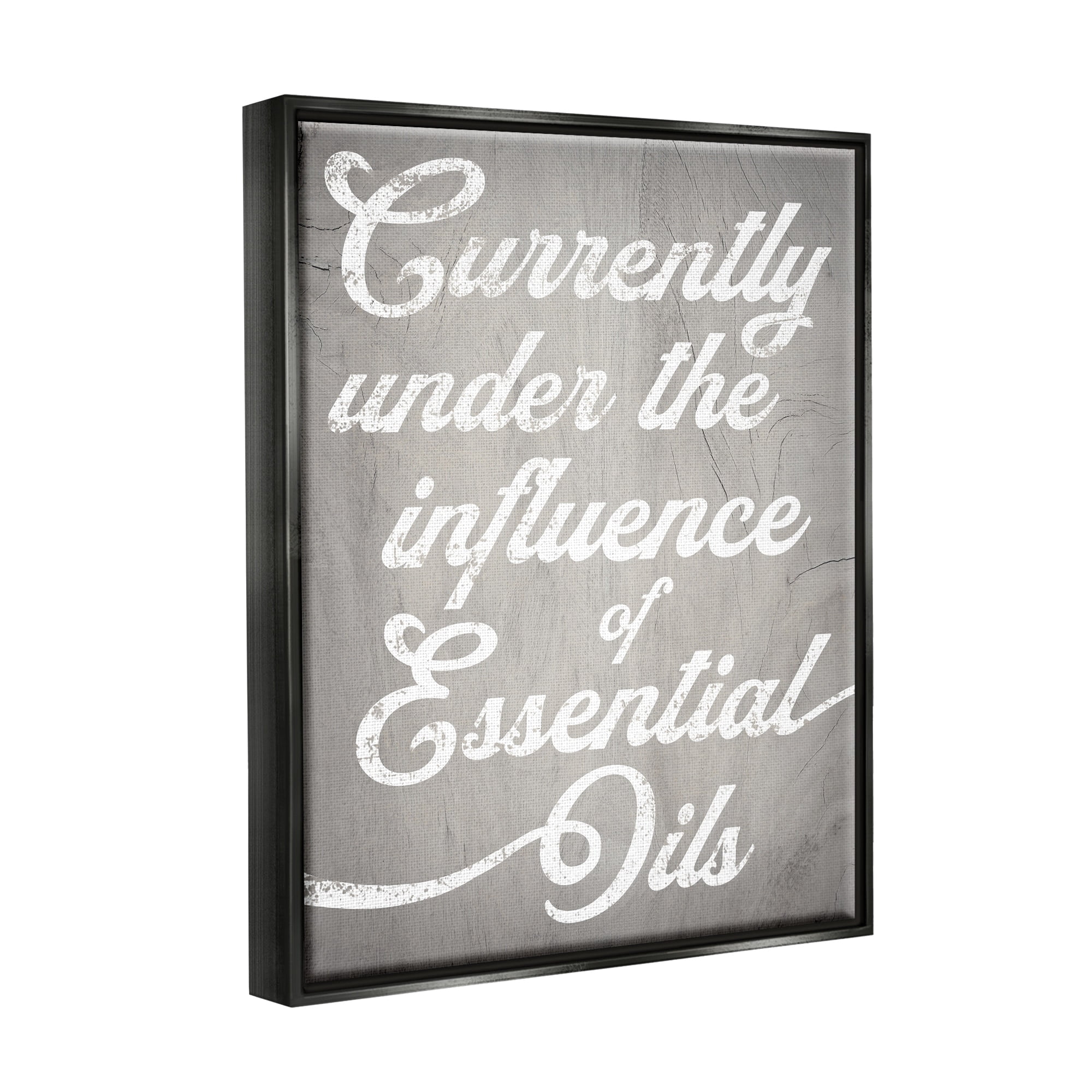 Stupell Industries Witty Essential Oils Humor Vintage Style Text Graphic Art Jet Black Floating Framed Canvas Print Wall Art, Design by Daphne Polselli