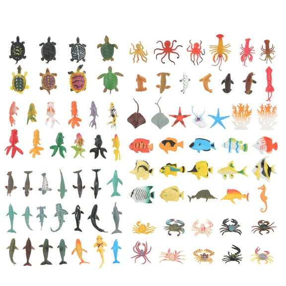 UPKOCH 88Pack Sea Animals Miniature Ocean Assorted Color for Animal Familiarization and Decoration