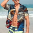 thumbnail image 3 of Fotbe Surreal Bald Eagle Gentleman Hawaiian Shirt for Men Unisex Summer Beach Casual Short Sleeve Cotton Linen Button Down Shirts-3X-Large, 3 of 5