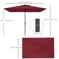 thumbnail image 3 of Outsunny Parasol de Patio Solaire avec DEL et Inclinaison, Parasol de Table, Rouge Vin, 3 of 10