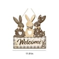 thumbnail image 2 of Yucurem Easter Wreath for Front Door, Happy Easter Eggs Flowers Leaves Wooden Door Hanging Sign for Home Wall Decor Party Outdoor indoor Supply Easter Decoration, 2 of 7