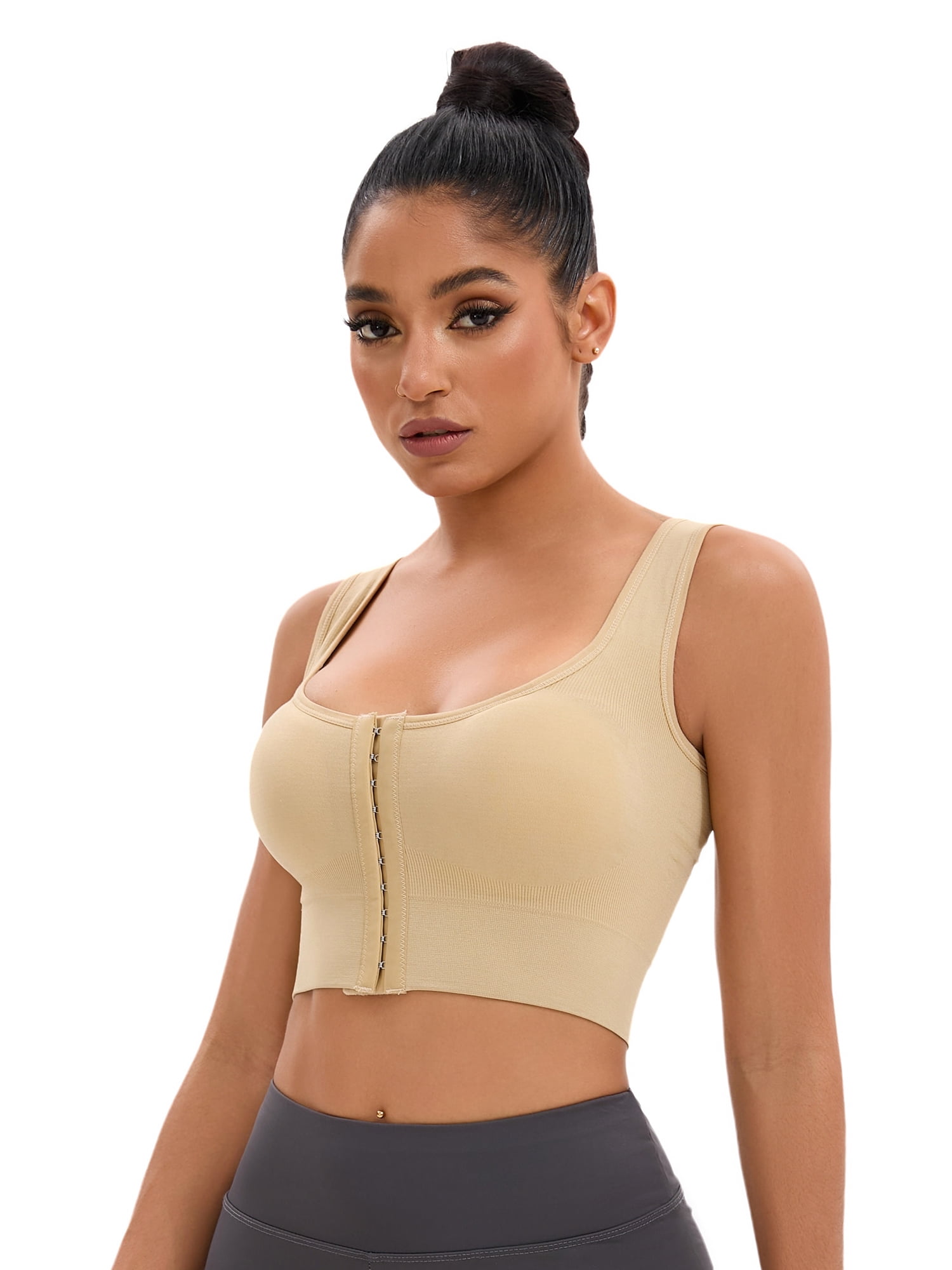DARING DIVA Full Support Sports Bras Workout Wirefree Comfortable Bra M Beige