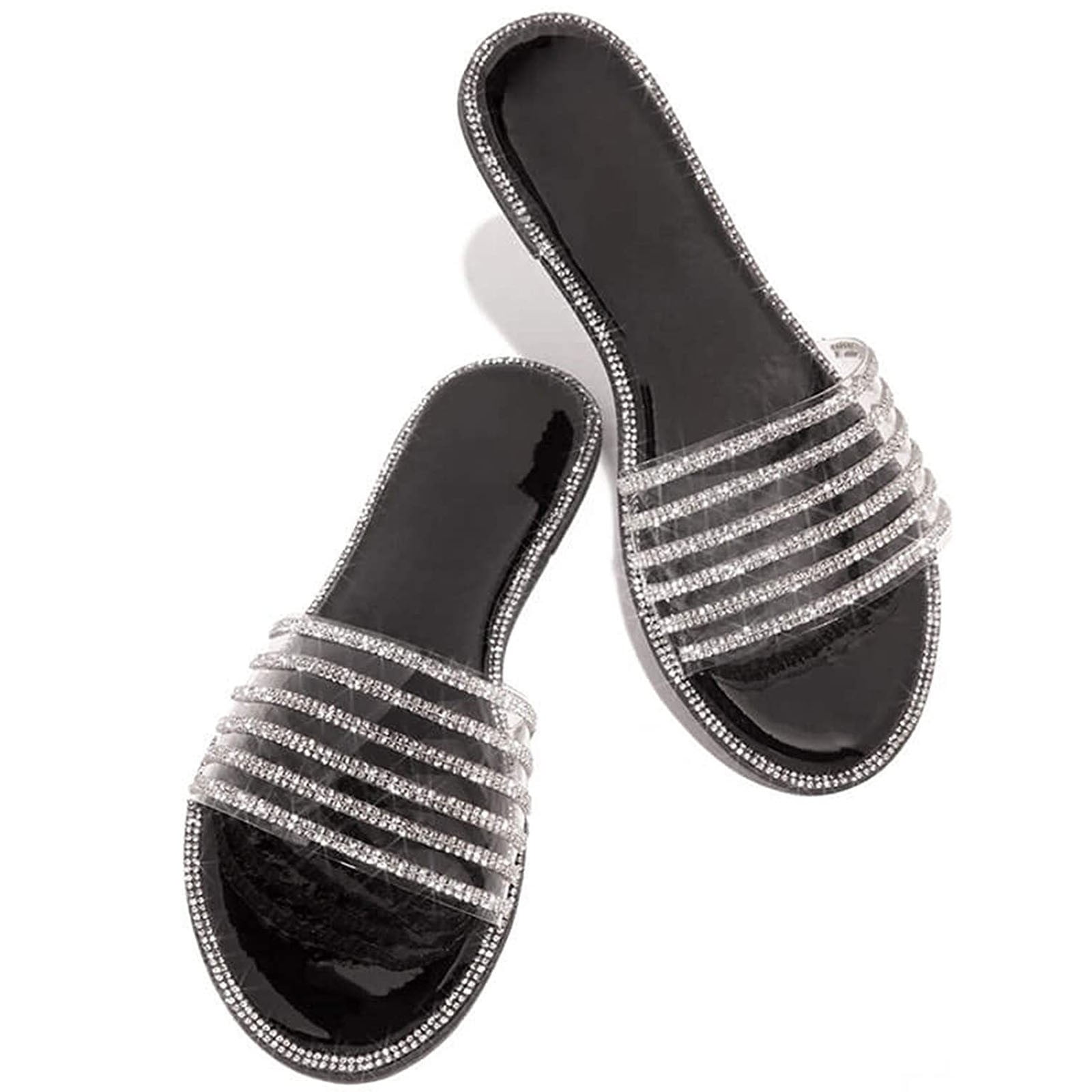 Mychoice Mchoice Womens Glitter Bling Fancy Slide Flat Low Wedge