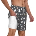 thumbnail image 3 of Picia Lovely Penguin pattern Mens Swim Trunks with Compression Liner Stretch Beach Shorts Quick Dry with Zipper Pockets No-Chafing Board Shorts-Large, 3 of 9