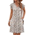 thumbnail image 3 of Fantaslook Summer Dresses for Women Ruffled Sleeve V Neck Dress Casual Floral Sundresses with Pockets, 3 of 9