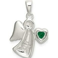thumbnail image 4 of Sterling Silver Angel With Dark Green Cz Heart Pendant (25 X 15) Made In Thailand qc9145, 4 of 6