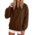 thumbnail image 6 of Quarter Zip Sweatshirt for Women Oversized Drop Shoulder Long Sleeve Pullover Preppy Aesthetic Top, 6 of 7