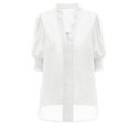 thumbnail image 4 of Camisa de gasa con cuello en V de color sólido informal de verano para mujer OAVQHLG3B Store lin121212, 4 of 5