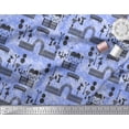 thumbnail image 3 of Soimoi Blue polyester Crepe Fabric Bench & Fence Gate Modern Style Print Fabric by the Yard 42 Inch Wide, 3 of 3