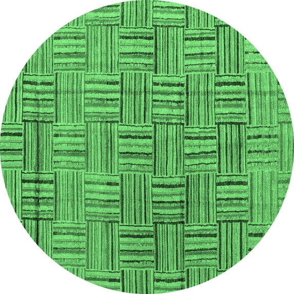 Ahgly Company Indoor Round Abstract Emerald Green Modern Area Rugs, 6' Round