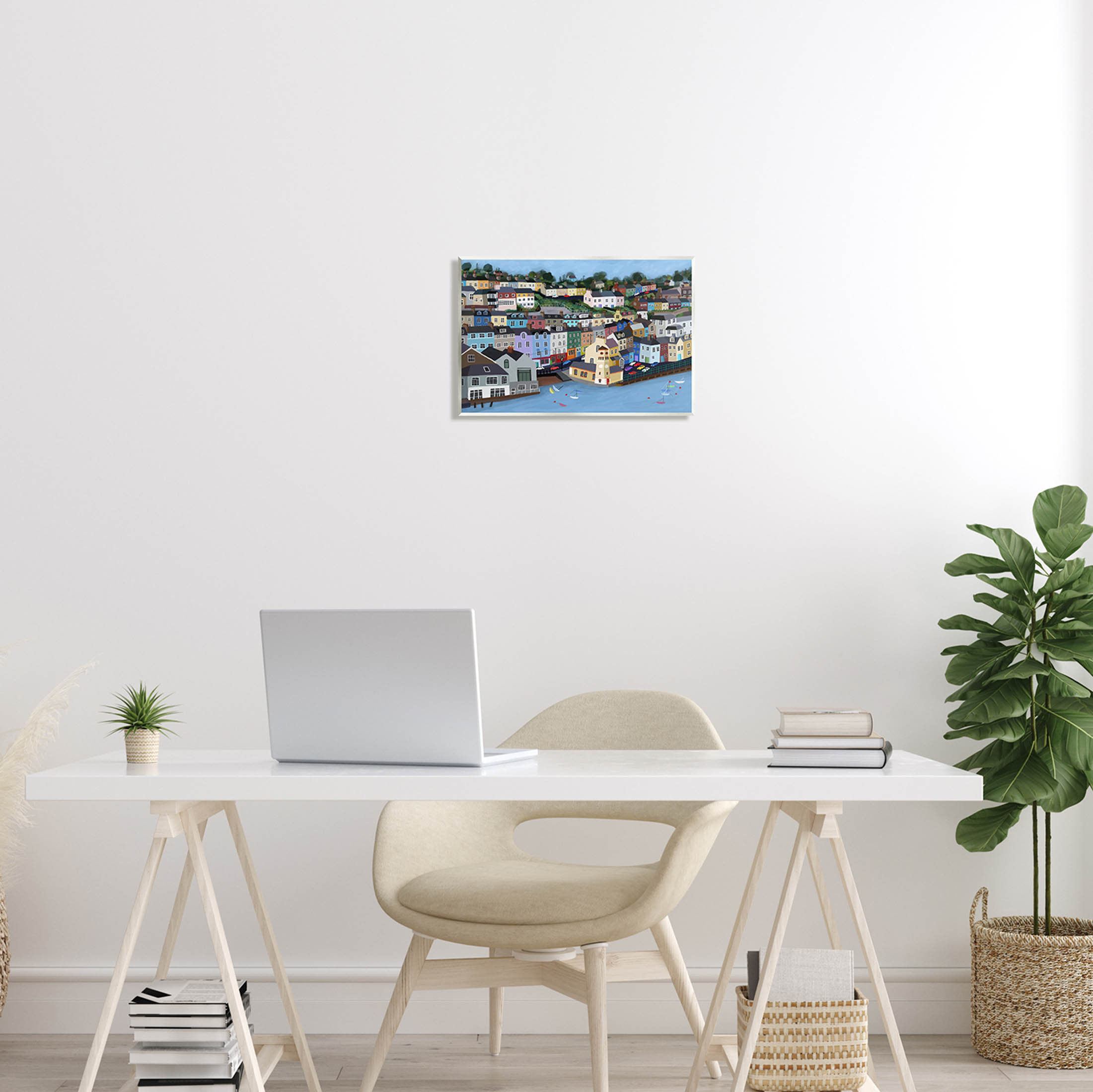 Stupell Industries Seaside City Neighborhood Streets Graphic Art Unframed Art Print Wall Art, Design by Carla Daly