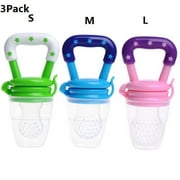 Baby Fruit Feeder Pacifier ( 3 Pack)- Rattle Fruit Feeders- Silicone Teething Toys for Infants Toddlers Boys Girls