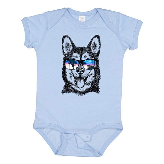 Inktastic Siberian Husky Sketch Portrait with Sunglasses Boys or Girls Baby Bodysuit
